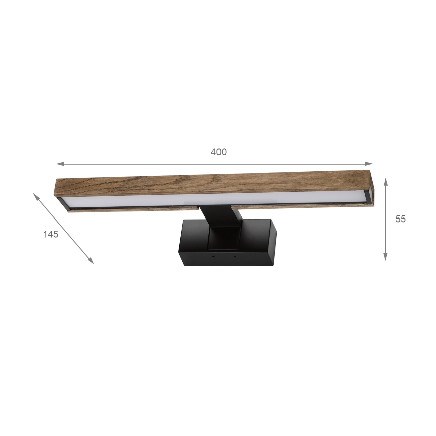 Brilagi - Iluminare LED pentru oglindă de baie 3în1 WOODY MIRROR LED/8W/230V 40 cm IP44 negru/stejar nuc