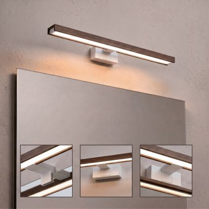 Brilagi - Iluminare LED pentru oglindă de baie 3în1 WOODY MIRROR 3în1 LED/12W/230V 60 cm IP44 alb/stejar-nuc