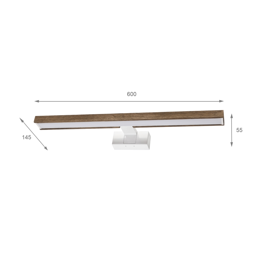 Brilagi - Iluminare LED pentru oglindă de baie 3în1 WOODY MIRROR 3în1 LED/12W/230V 60 cm IP44 alb/stejar-nuc