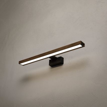 Brilagi - Iluminare LED pentru oglindă de baie 3-în-1 WOODY MIRROR LED/12W/230V IP44 negru/stejar nuc