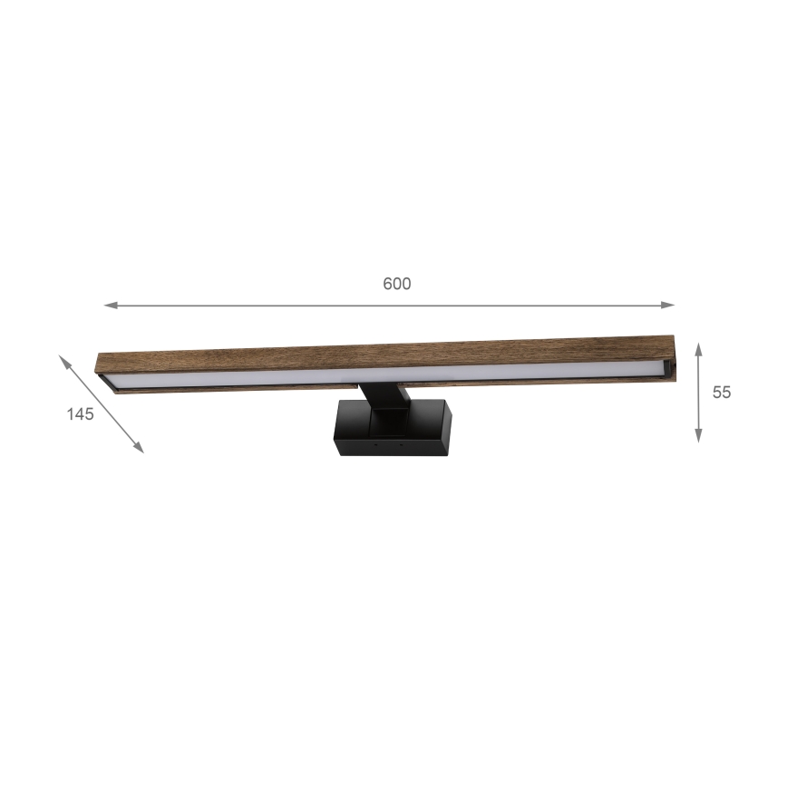 Brilagi - Iluminare LED pentru oglindă de baie 3-în-1 WOODY MIRROR LED/12W/230V IP44 negru/stejar nuc