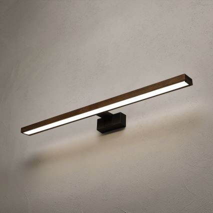 Brilagi - Iluminat LED 3-în-1 pentru oglindă de baie WOODY MIRROR LED/15W/230V 80 cm IP44 negru/stejar nuc