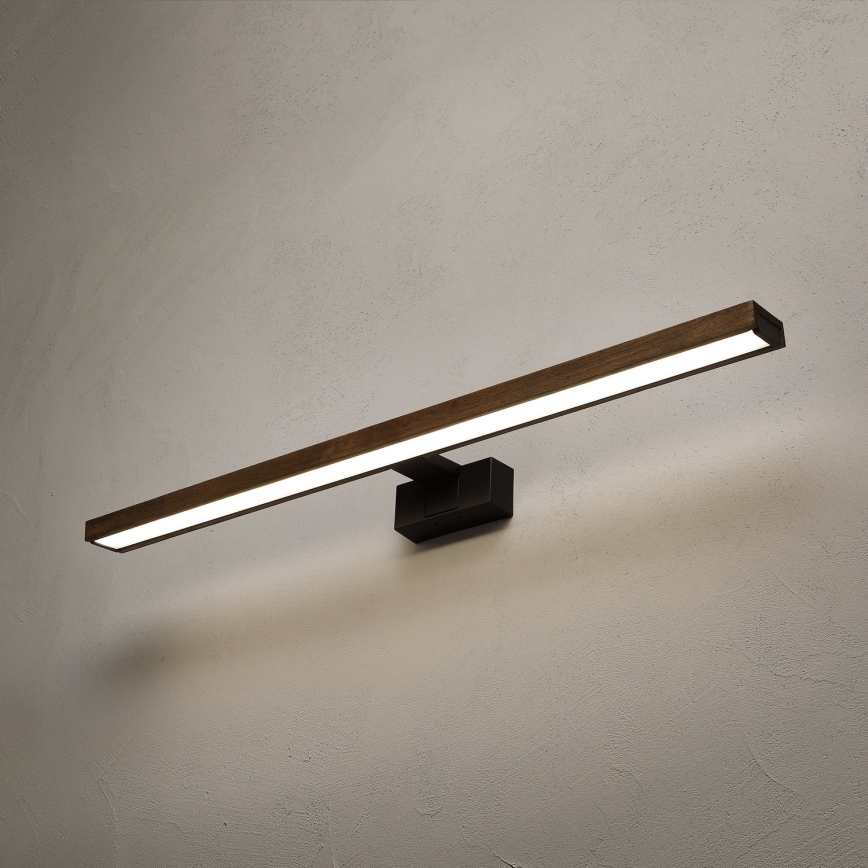 Brilagi - Iluminat LED 3-în-1 pentru oglindă de baie WOODY MIRROR LED/15W/230V 80 cm IP44 negru/stejar nuc