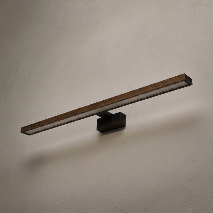 Brilagi - Iluminat LED 3-în-1 pentru oglindă de baie WOODY MIRROR LED/15W/230V 80 cm IP44 negru/stejar nuc