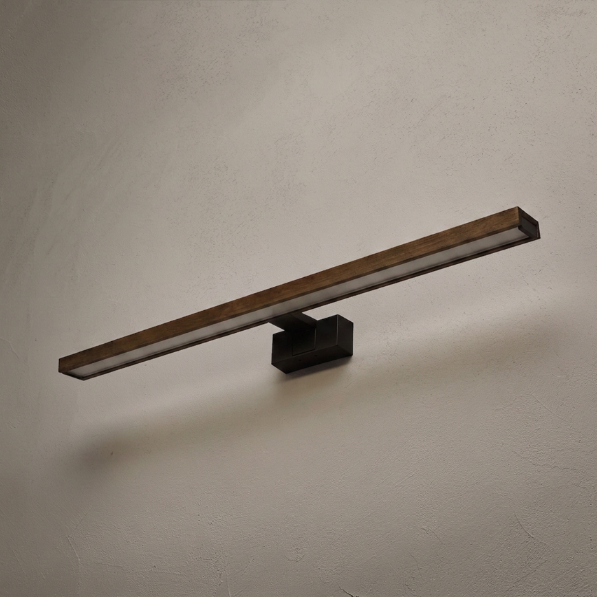 Brilagi - Iluminat LED 3-în-1 pentru oglindă de baie WOODY MIRROR LED/15W/230V 80 cm IP44 negru/stejar nuc