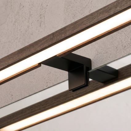 Brilagi - Iluminat LED 3-în-1 pentru oglindă de baie WOODY MIRROR LED/15W/230V 80 cm IP44 negru/stejar nuc