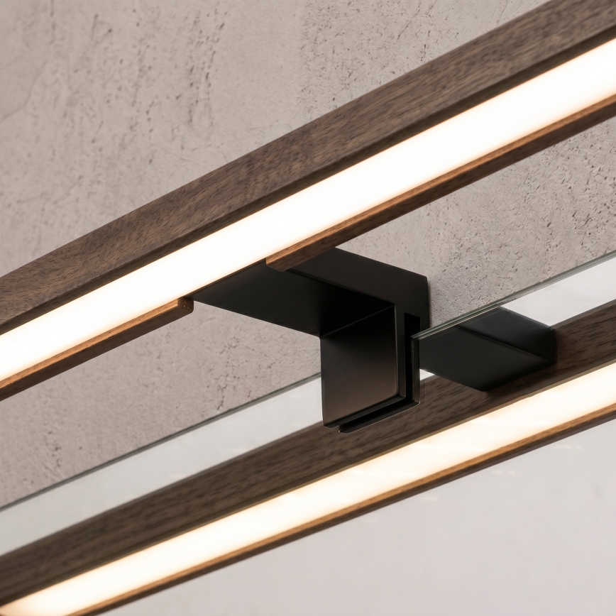 Brilagi - Iluminat LED 3-în-1 pentru oglindă de baie WOODY MIRROR LED/15W/230V 80 cm IP44 negru/stejar nuc