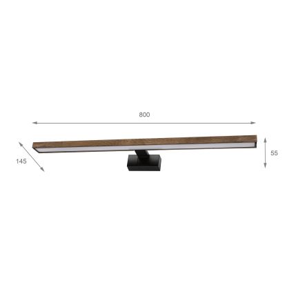 Brilagi - Iluminat LED 3-în-1 pentru oglindă de baie WOODY MIRROR LED/15W/230V 80 cm IP44 negru/stejar nuc