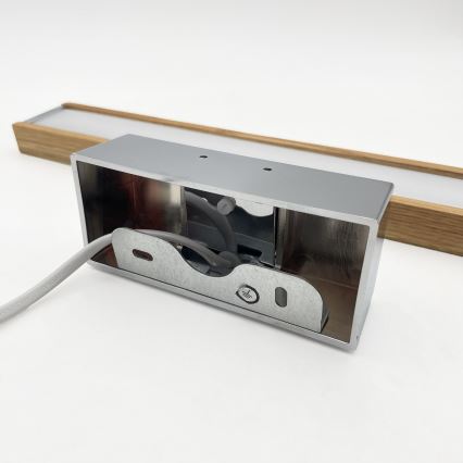 Brilagi - Iluminare LED 3-în-1 pentru oglindă de baie WOODY MIRROR LED/8W/230V 40 cm IP44 crom lucios/stejar