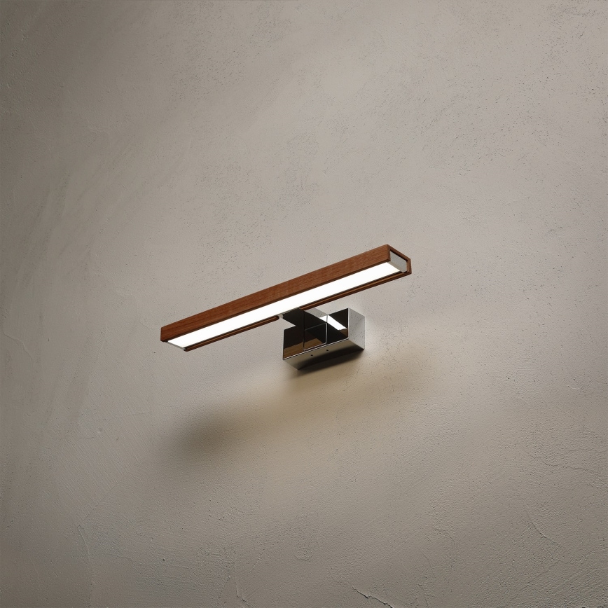 Brilagi - Iluminare LED 3-în-1 pentru oglindă de baie WOODY MIRROR LED/8W/230V 40 cm IP44 crom lucios/stejar cireș