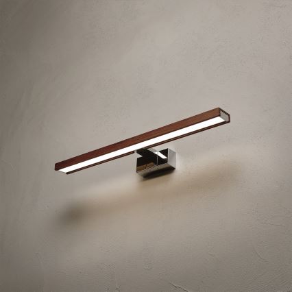 Brilagi - Iluminare LED pentru oglindă de baie 3 în 1 WOODY MIRROR LED/12W/230V 60 cm IP44 crom lucios/stejar cireș