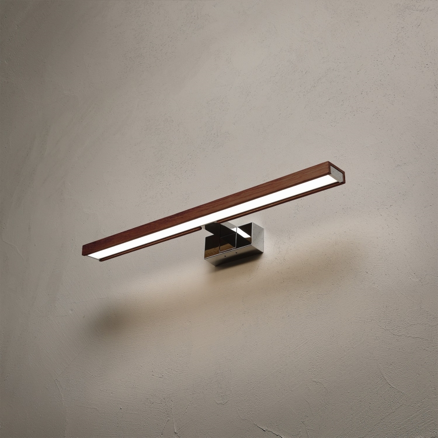 Brilagi - Iluminare LED pentru oglindă de baie 3 în 1 WOODY MIRROR LED/12W/230V 60 cm IP44 crom lucios/stejar cireș