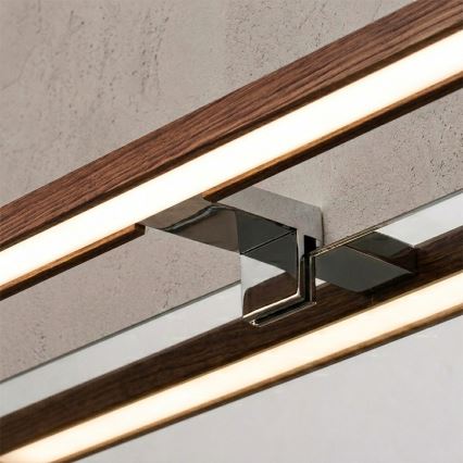 Brilagi - Iluminare LED pentru oglindă de baie 3 în 1 WOODY MIRROR LED/12W/230V 60 cm IP44 crom lucios/stejar cireș