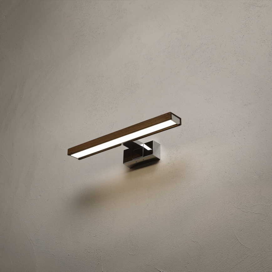 Brilagi - Iluminare LED pentru oglindă de baie 3 în 1 WOODY MIRROR LED/8W/230V 40 cm IP44 crom lucios/stejar-nuc