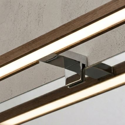 Brilagi - Iluminare LED pentru oglindă de baie 3 în 1 WOODY MIRROR LED/8W/230V 40 cm IP44 crom lucios/stejar-nuc