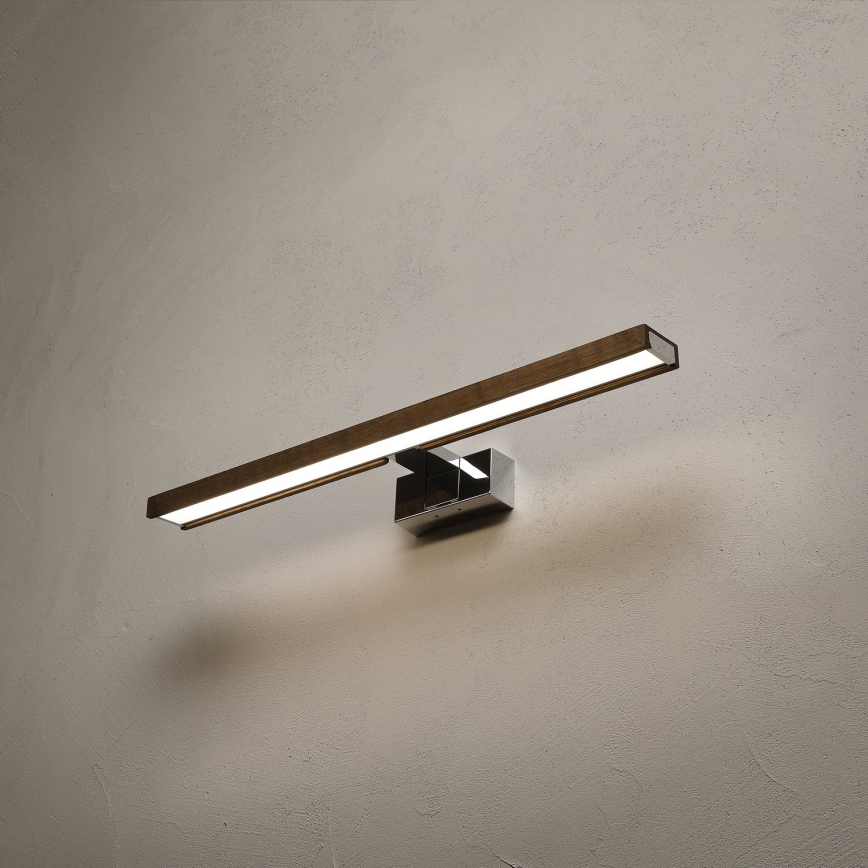 Brilagi - Iluminare LED pentru oglindă de baie WOODY MIRROR 3în1 LED/12W/230V 60 cm IP44 crom lucios/stejar-nuc