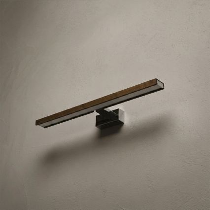 Brilagi - Iluminare LED pentru oglindă de baie WOODY MIRROR 3în1 LED/12W/230V 60 cm IP44 crom lucios/stejar-nuc