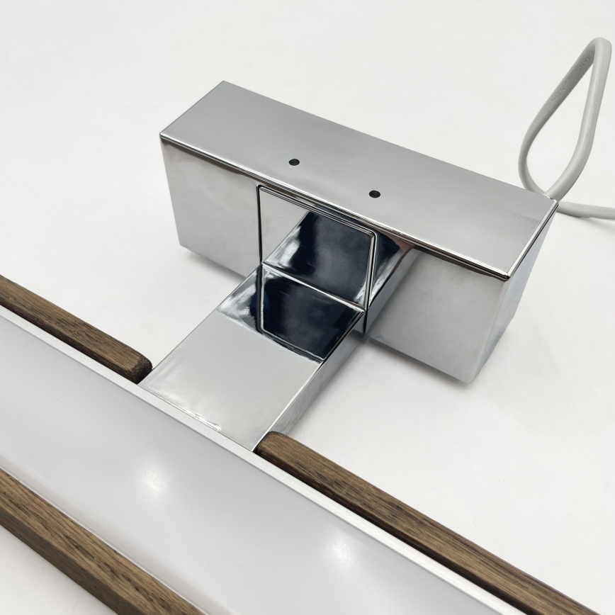 Brilagi - Iluminare LED pentru oglindă de baie WOODY MIRROR 3în1 LED/12W/230V 60 cm IP44 crom lucios/stejar-nuc