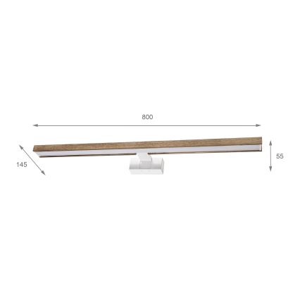 Brilagi - Iluminare LED pentru oglindă de baie WOODY MIRROR 3 în 1 LED/15W/230V 80 cm IP44 alb/stejar-nuc