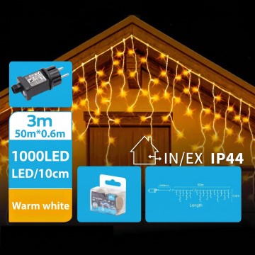BRILAGI - LED Instalație luminoasă de exterior pentru Crăciun 1000xLED/9W/8 funcții 53m IP44 alb cald