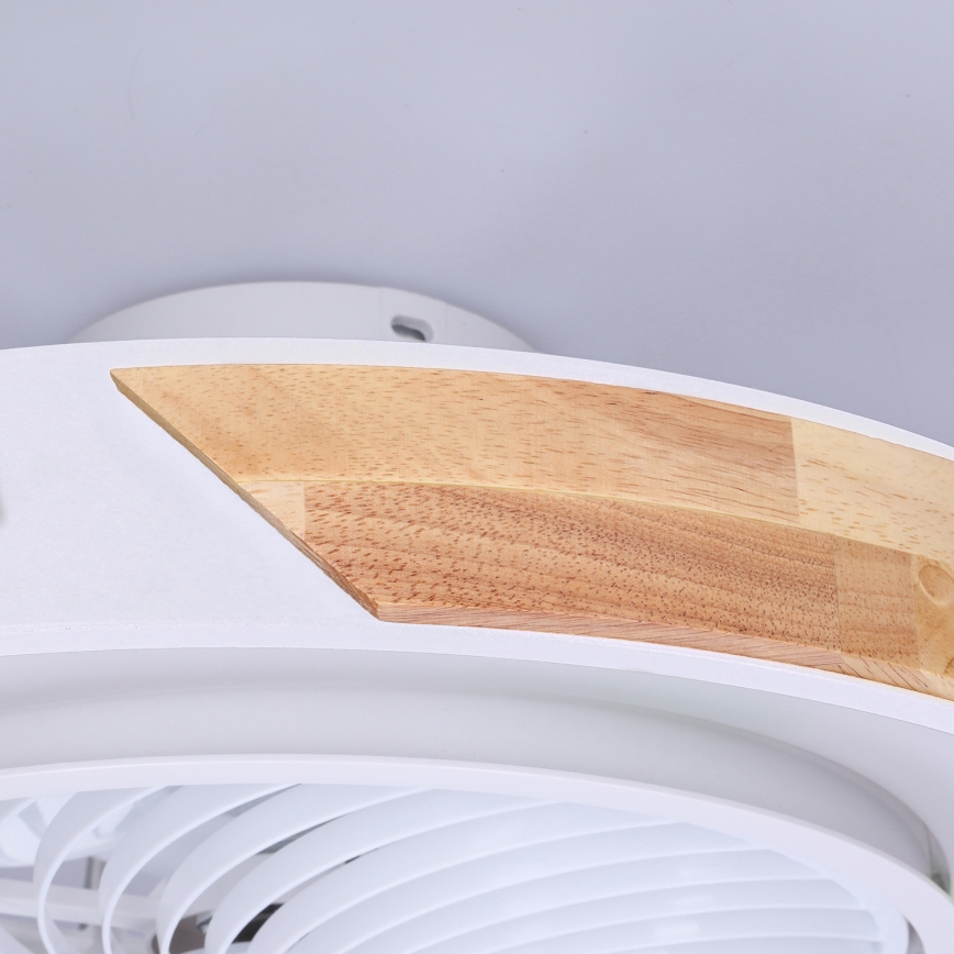 Brilagi - Plafonier LED cu ventilator, reglabil, LED/30W/230V 3000-6500K alb/stejar + telecomandă