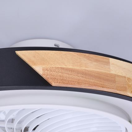 Brilagi - Plafonieră LED cu ventilator, reglabilă, LED/30W/230V 3000-6500K negru/stejar + telecomandă