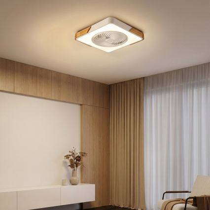 Brilagi - Plafonieră LED reglabilă cu ventilator LED/30W/230V 3000-6500K alb/stejar + telecomandă