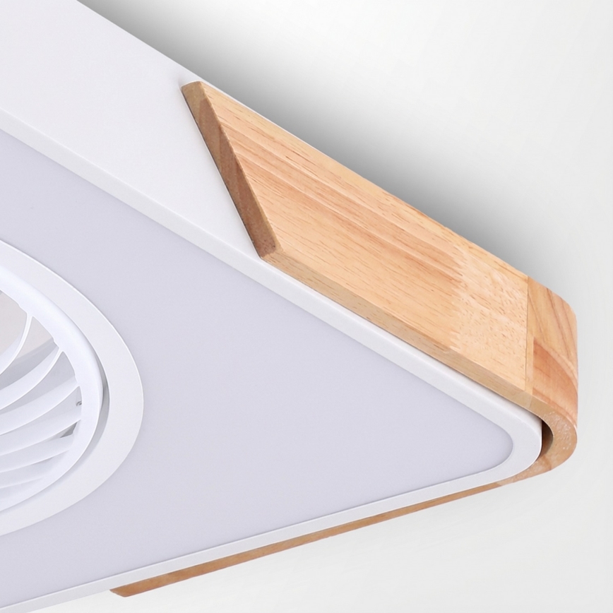 Brilagi - Plafonieră LED reglabilă cu ventilator LED/30W/230V 3000-6500K alb/stejar + telecomandă