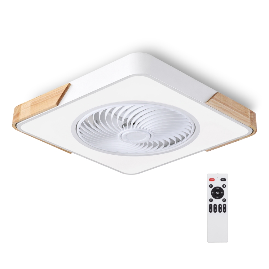Brilagi - Plafonieră LED reglabilă cu ventilator LED/30W/230V 3000-6500K alb/stejar + telecomandă