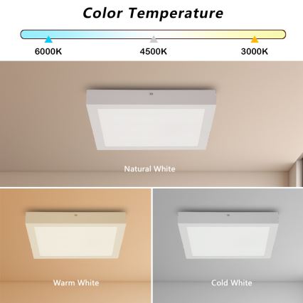 Brilagi - Plafonieră LED dimmabilă pentru baie FRAME SMART, 24W, 230V, 30x30 cm, 3000-6000K, IP44, albă + telecomandă