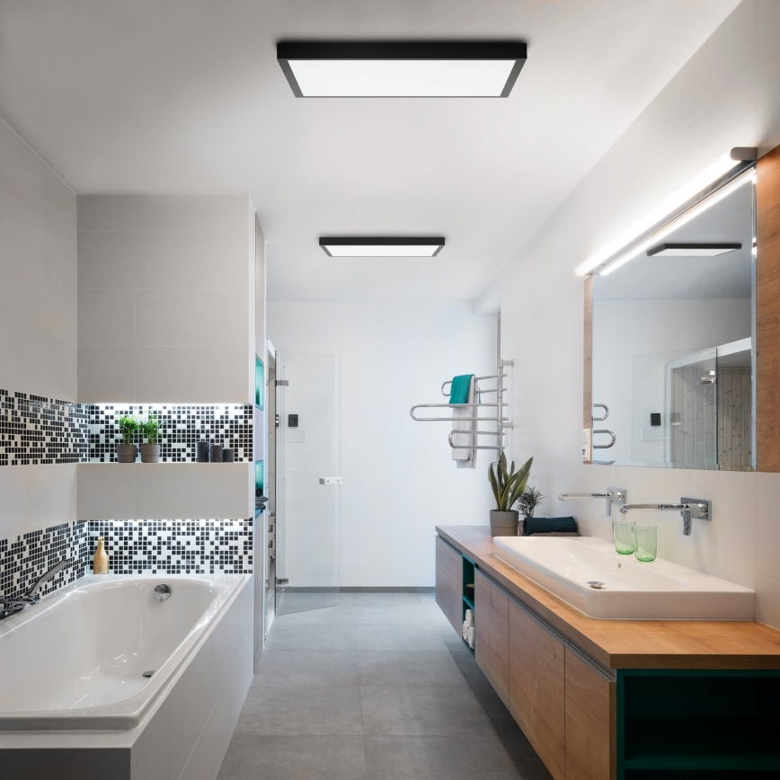 Brilagi - Plafonieră LED dimerizabilă pentru baie FRAME SMART LED/50W/230V 60x60 cm 3000-6000K IP44 negru + telecomandă
