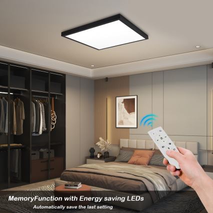 Brilagi - Plafonieră LED dimerizabilă pentru baie FRAME SMART LED/50W/230V 60x60 cm 3000-6000K IP44 negru + telecomandă