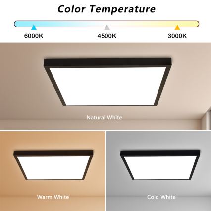Brilagi - Plafonieră LED dimerizabilă pentru baie FRAME SMART LED/50W/230V 60x60 cm 3000-6000K IP44 negru + telecomandă