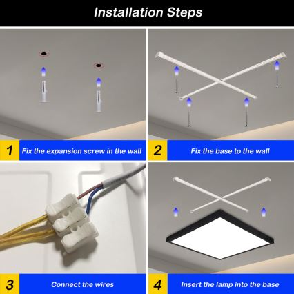 Brilagi - Plafonieră LED dimerizabilă pentru baie FRAME SMART LED/50W/230V 60x60 cm 3000-6000K IP44 negru + telecomandă
