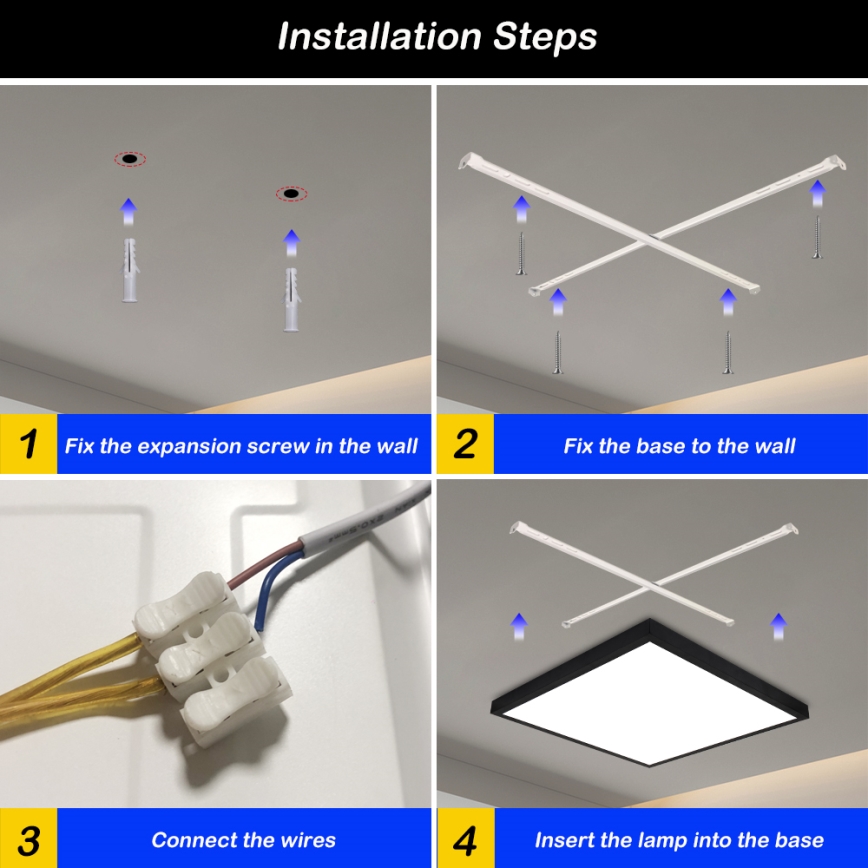 Brilagi - Plafonieră LED dimerizabilă pentru baie FRAME SMART LED/50W/230V 60x60 cm 3000-6000K IP44 negru + telecomandă