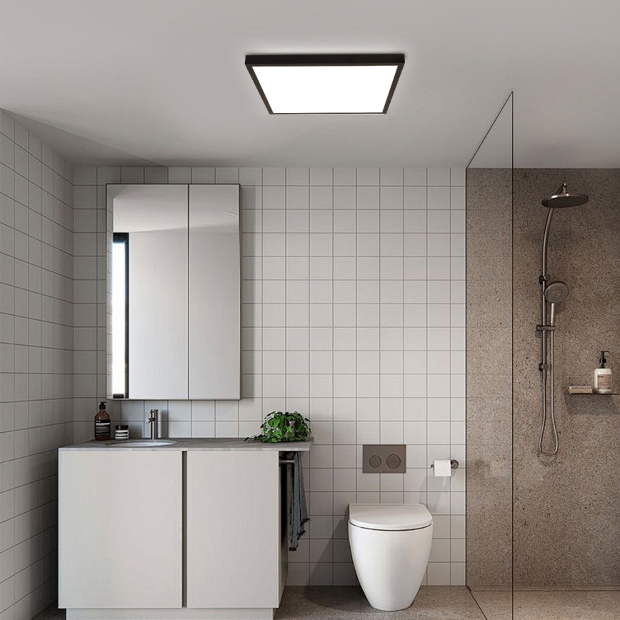 Brilagi - Plafonieră LED dimerizabilă pentru baie FRAME SMART LED/50W/230V 60x60 cm 3000-6000K IP44 negru + telecomandă