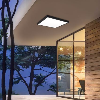 Brilagi - Plafonieră LED dimerizabilă pentru baie FRAME SMART LED/50W/230V 60x60 cm 3000-6000K IP44 negru + telecomandă