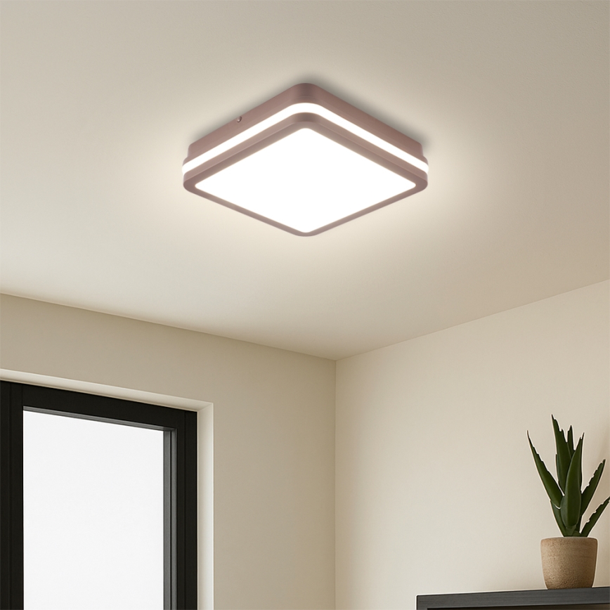 Brilagi - Plafonieră LED de exterior cu senzor BENE LED/18W/230V 21,5x21,5 cm maro IP54