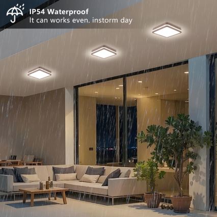 Brilagi - Plafonieră LED de exterior cu senzor BENE LED/24W/230V 26x26 cm maro IP54