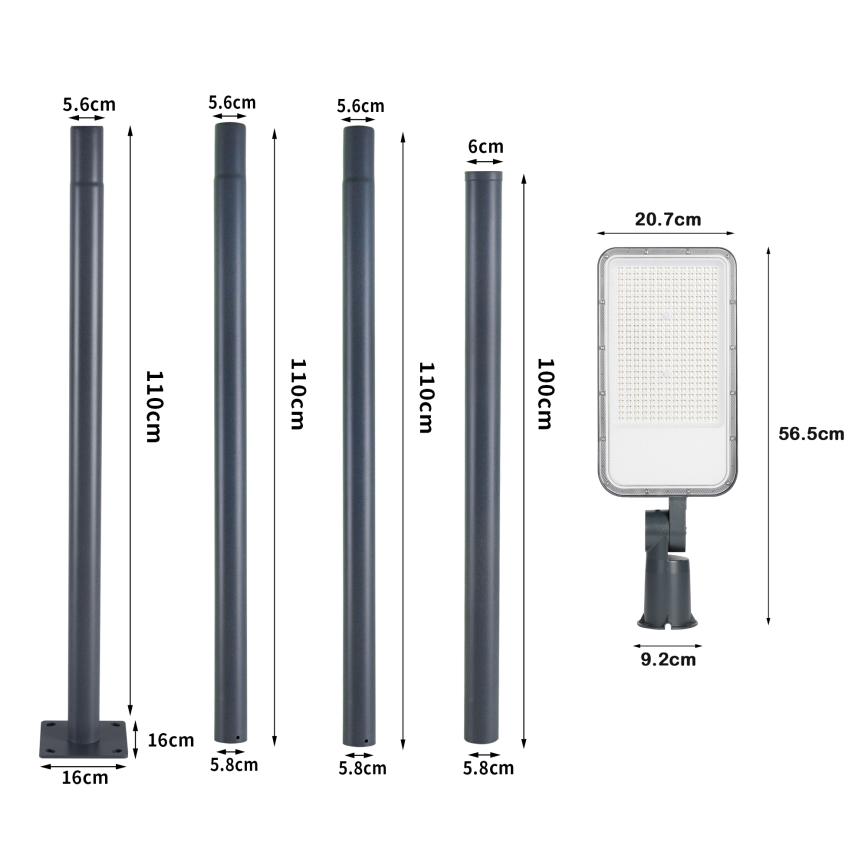 Brilagi - Lampă stradală LED de exterior cu stâlp de 4 m și articulație URBANLIGHT LED/200W/230V, antracit, IP65