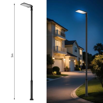 Brilagi - Lampă stradală LED de exterior URBANLIGHT, cu stâlp de 5 m și articulație, LED/200W/230V, negru, IP65