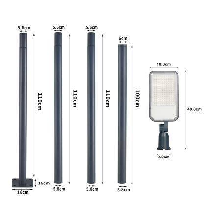 Brilagi - Lampă stradală LED de exterior cu stâlp și articulație de 4 m URBANLIGHT LED/100W/230V antracit IP65