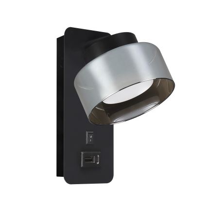 Brilagi - LED Lampă de perete AURA LUX cu port USB 1xGX53/30W/230V, negru/fumuriu
