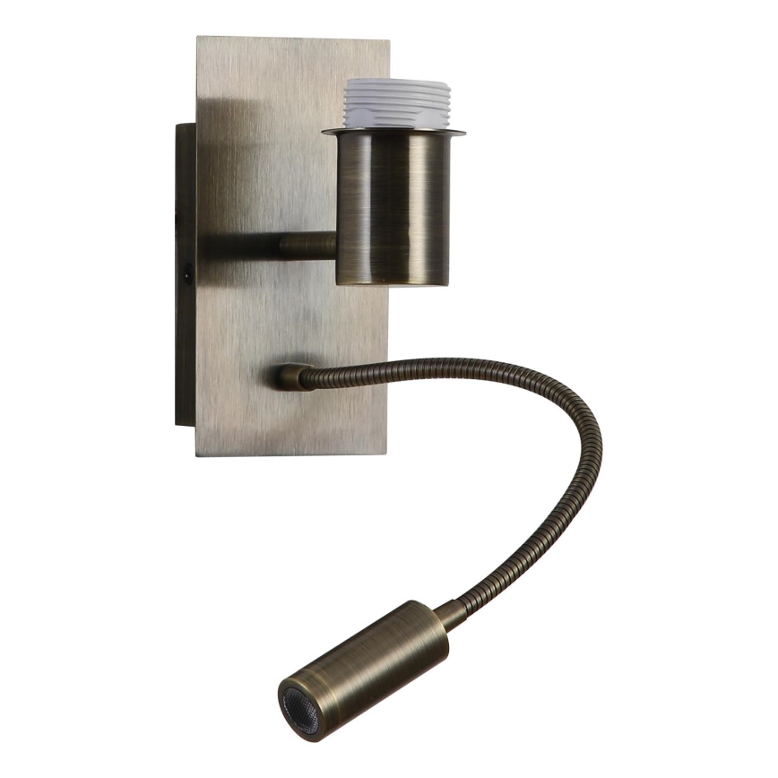 Brilagi - Lampă LED de perete flexibilă NUBILA 1xE27/25W/230V + LED/3W alamă/galbenă