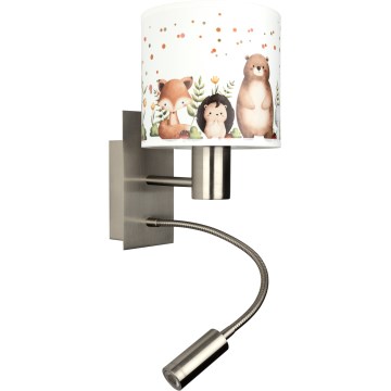 Brilagi - LED Lampă de perete flexibilă pentru copii BOBO 1xE27/25W/230V + LED/3W crom mat/alb/cu animale