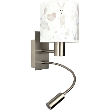 Brilagi - LED Lampă de perete flexibilă pentru copii BOBO 1xE27/25W/230V + LED/3W crom mat/alb/iepurași