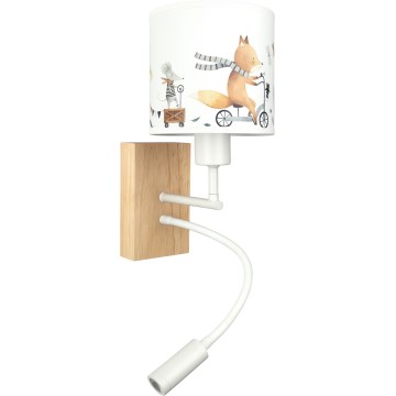Brilagi - LED Lampă de perete flexibilă pentru copii BOBO WOOD 1xE27/25W/230V + LED/3W stejar/alb/animăluțe