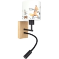 Brilagi - LED Lampă de perete flexibilă pentru copii BOBO WOOD 1xE27/25W/230V + LED/3W stejar/negru/alb/cu animale