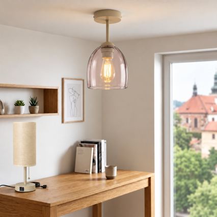 BRILAGI - Lustră LED aplicată RETRO GLASS 1xE27/60W/230V Ø 17 cm bej/fumuriu bej
