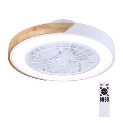 Brilagi - Plafonieră LED dimabilă cu ventilator LED/30W/230V 3000-6500K Ø 50 cm alb/stejar + telecomandă